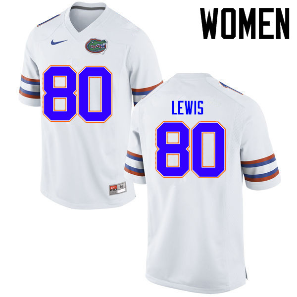 Women Florida Gators #80 Cyontai Lewis College Football Jerseys Sale-White - Click Image to Close